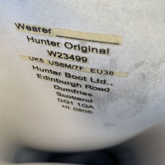 Hunter Original Tall Waterproof Rain Boot, Black Rubber, Womens Size 7‎ US *READ - Picture 9 of 10